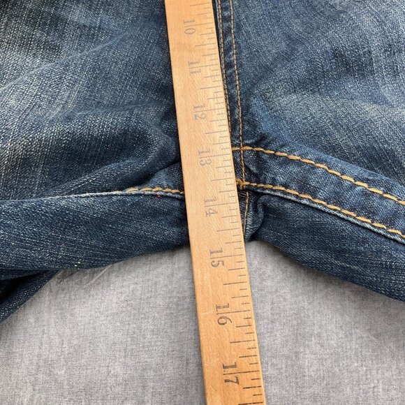 Parish Shorts Men 36W x 14L Blue Stonewash Button Fly Leather High Rise Denim - Picture 11 of 14